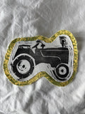 Tractor linocut patch block print