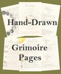 Hand drawn Grimoire Pages - Seasons, Sabbats, Elements, Planets, Moon, Celtic
