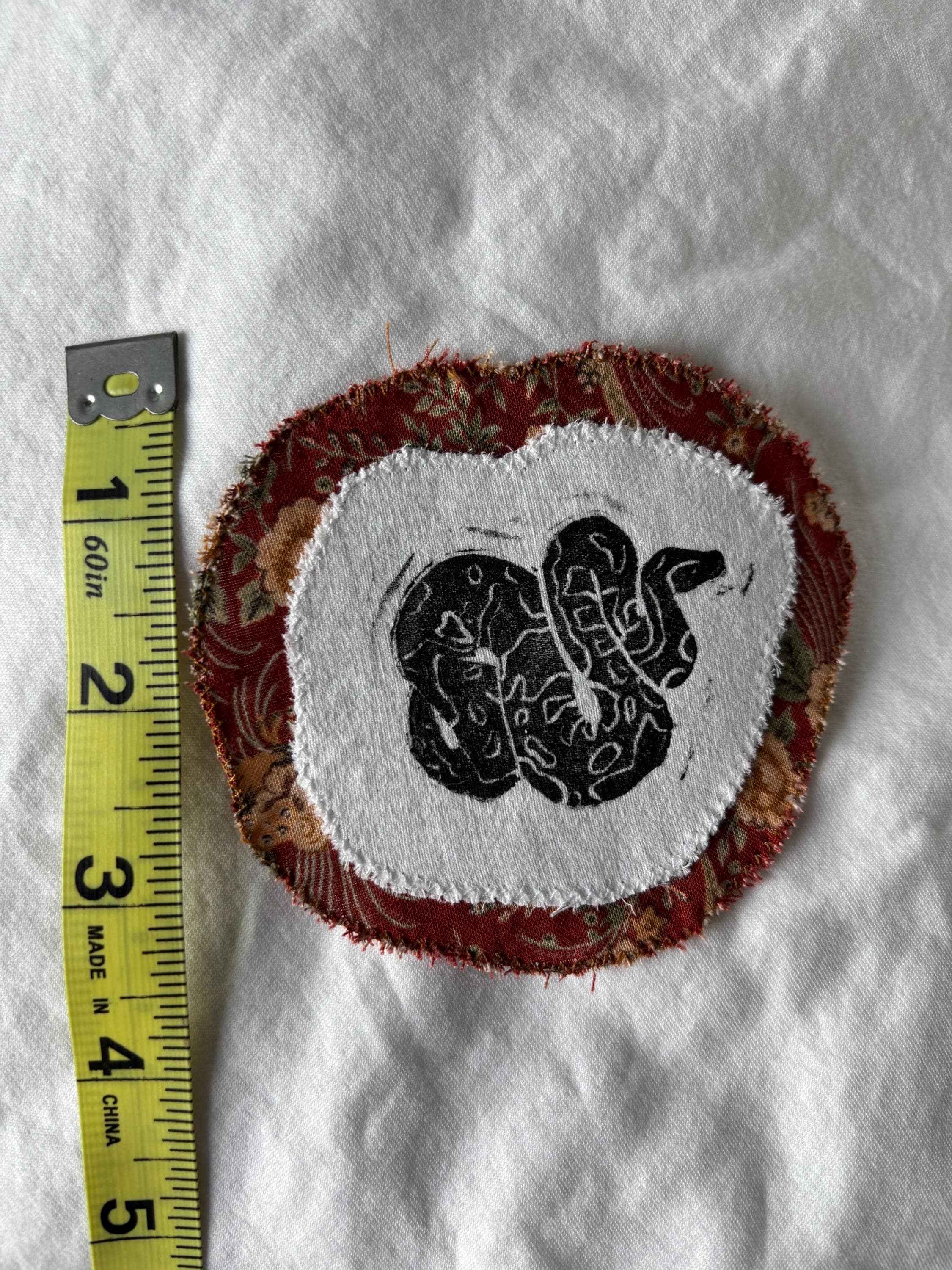 Snake linocut patch block print