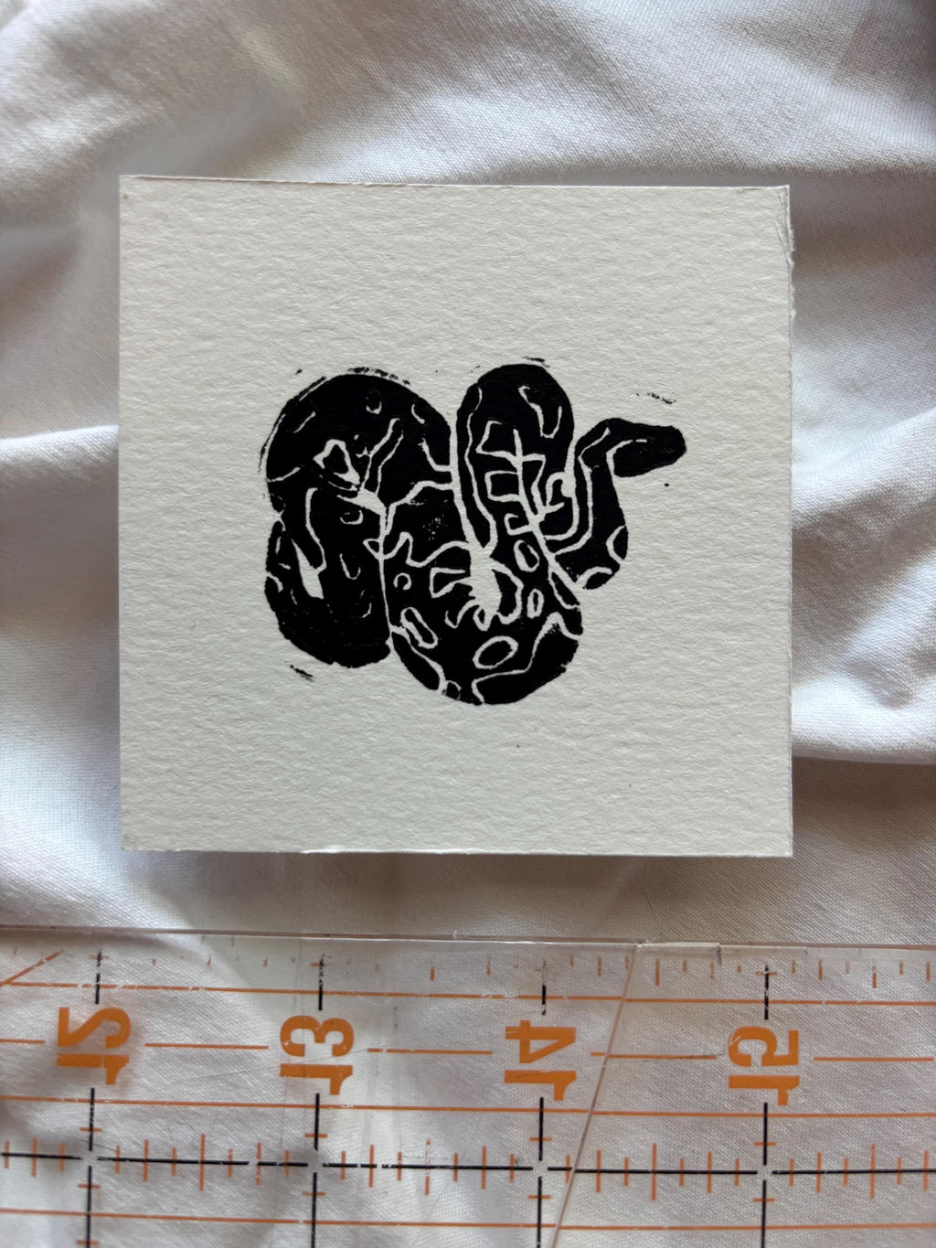 Set of hand carved block prints - mushroom, tractor, snake, chicken, spider, bat
