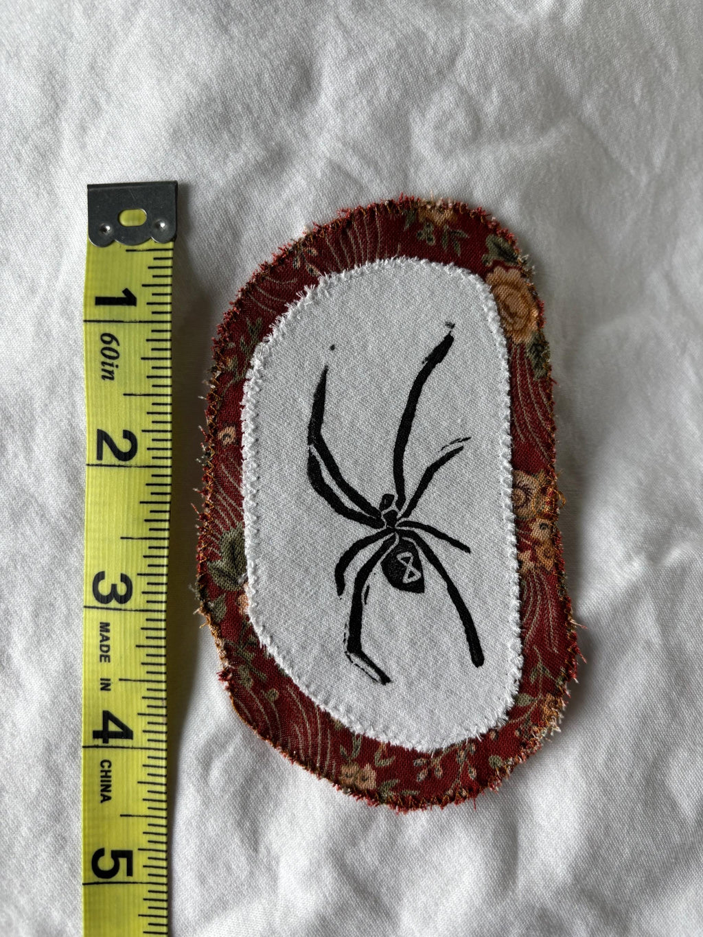 Spider linocut patch block print - black widow