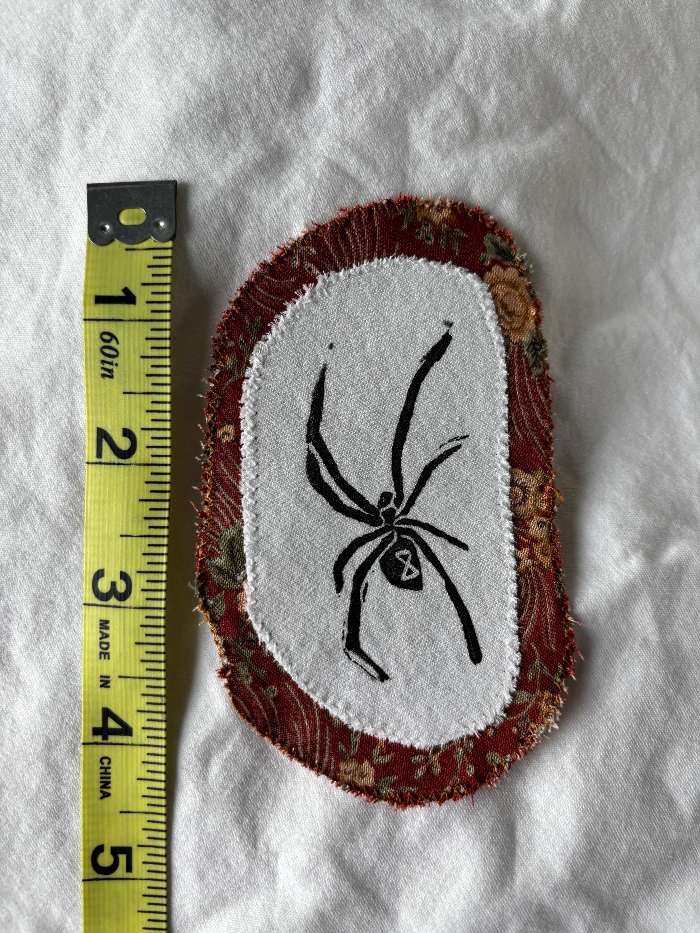 Spider linocut patch block print - black widow