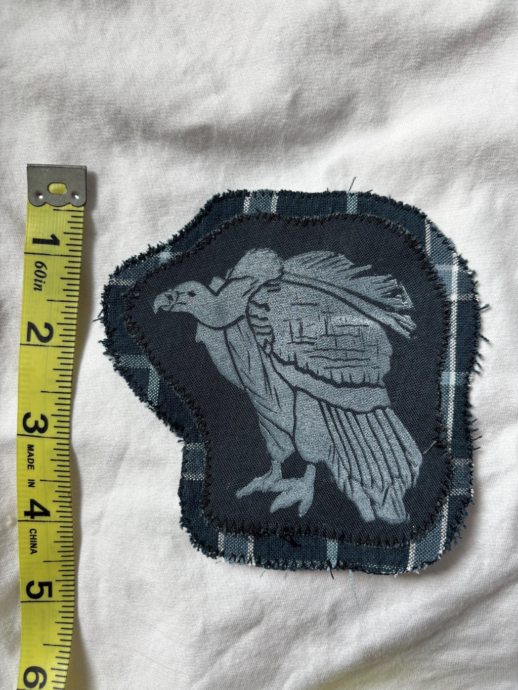 Vulture linocut patch block print
