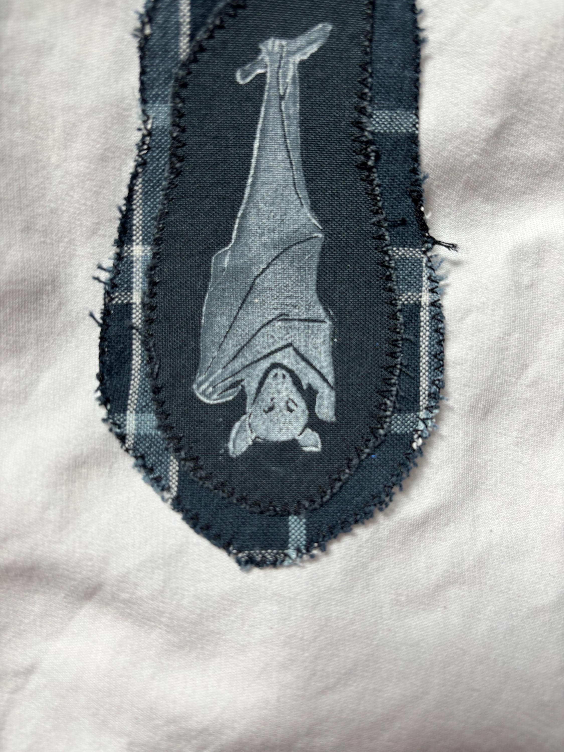 Bat linocut patch block print