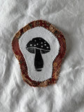 Mushroom linocut patch block print