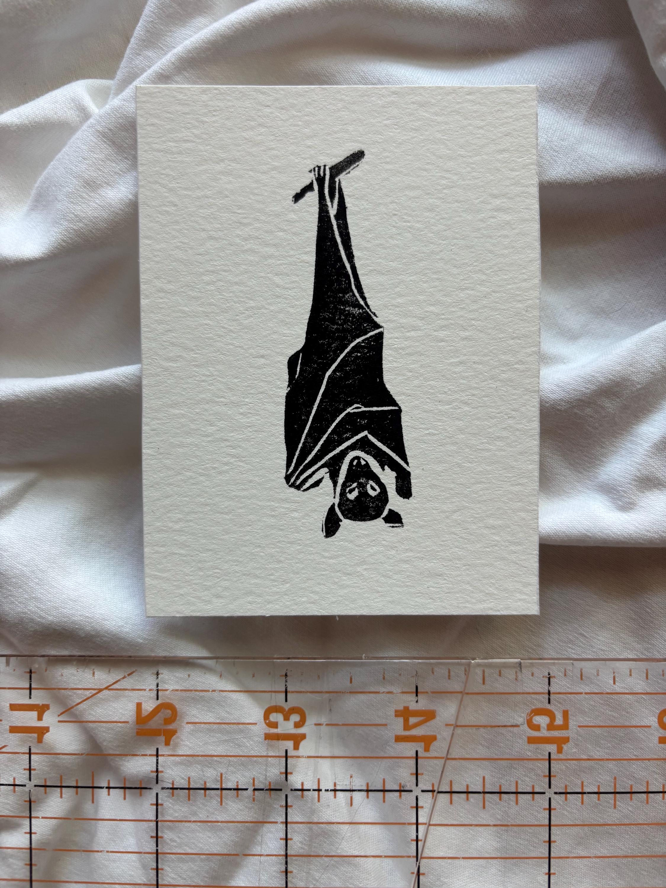 Hand carved death themed block prints - hourglass, skull, spider, bat, vulture, mushroom