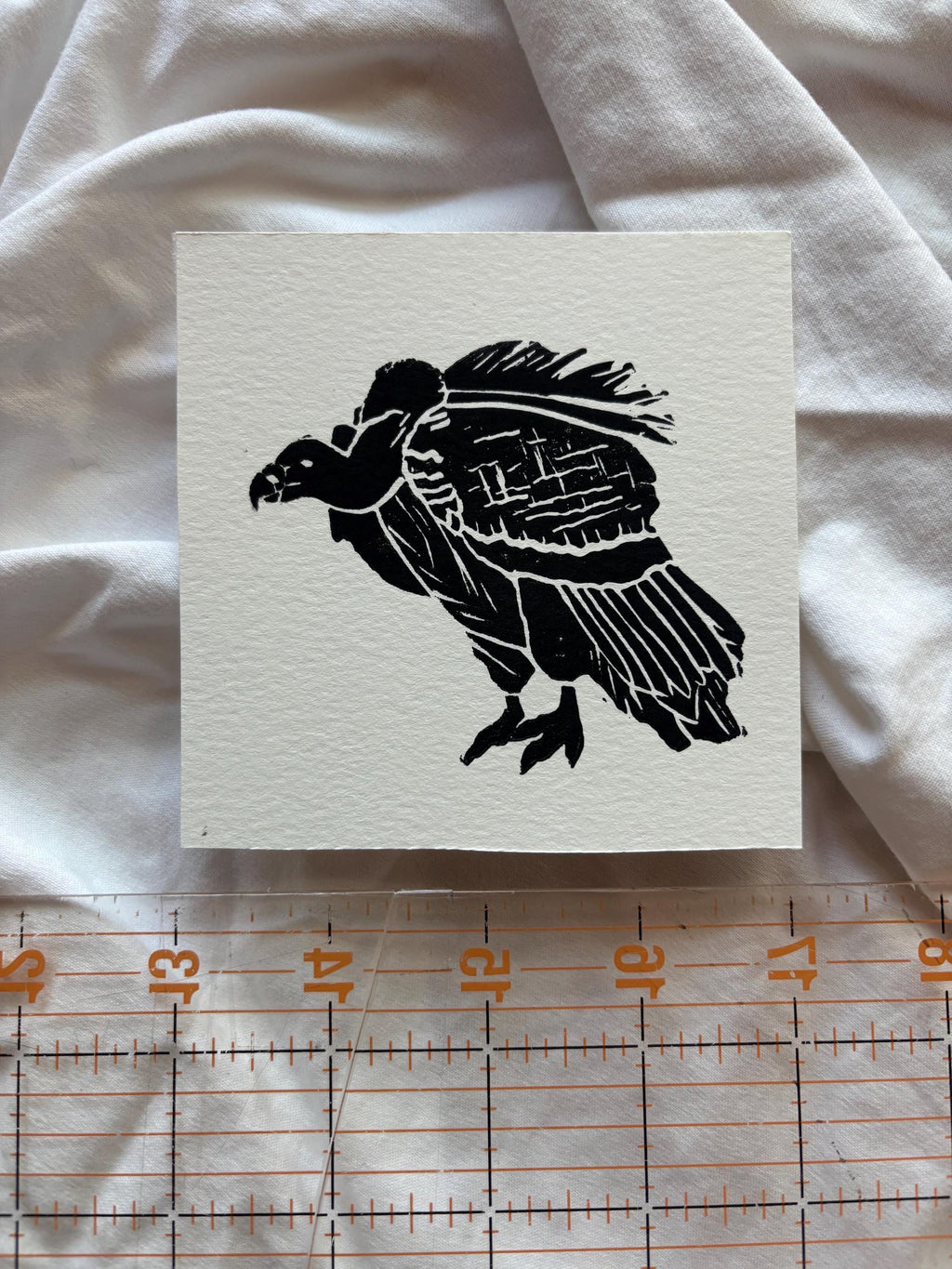 Hand carved death themed block prints - hourglass, skull, spider, bat, vulture, mushroom