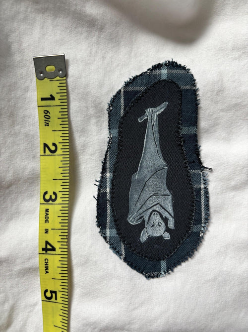 Bat linocut patch block print
