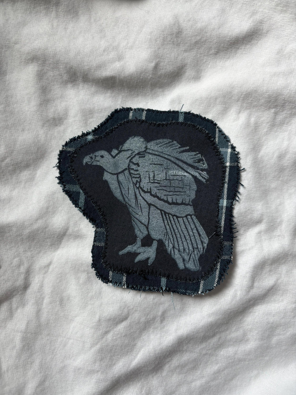 Vulture linocut patch block print