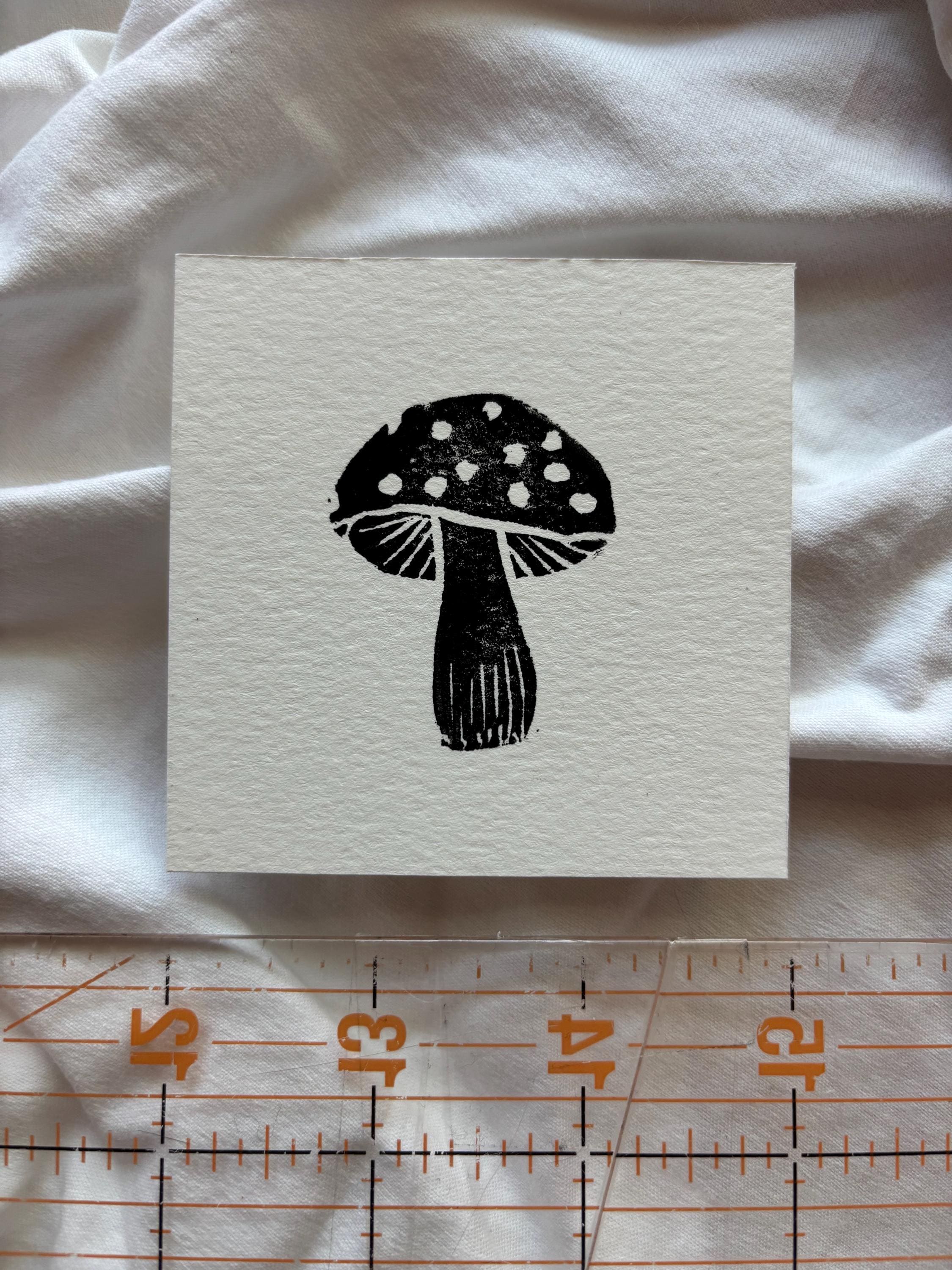Hand carved death themed block prints - hourglass, skull, spider, bat, vulture, mushroom