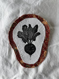 Vegetable linocut patch block print - radish