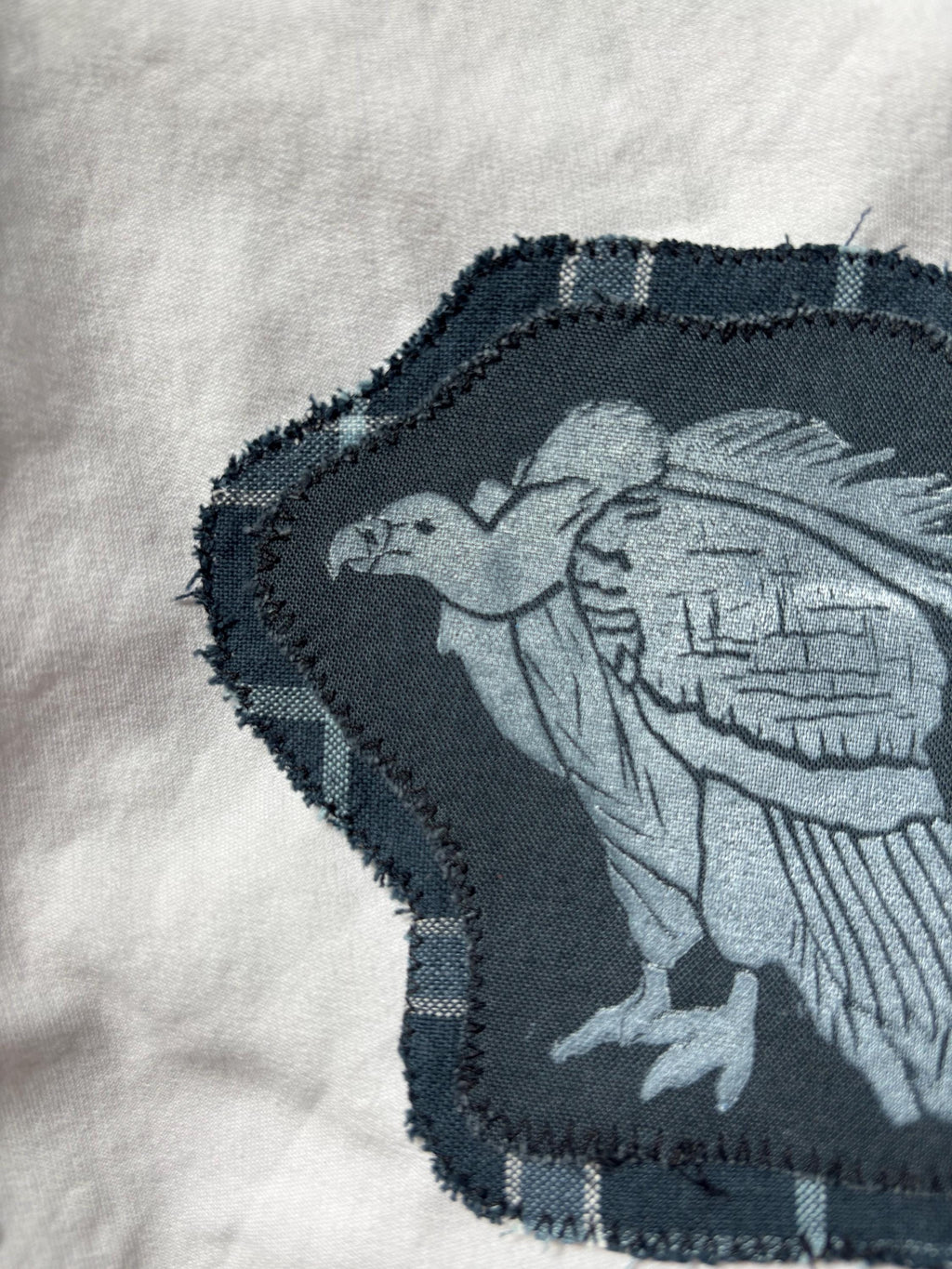 Vulture linocut patch block print